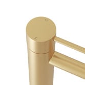 Temple &amp; Webster Clovelly Brushed Gold Curved Tall Basin Mixer