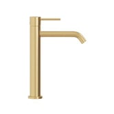 Temple &amp; Webster Clovelly Brushed Gold Curved Tall Basin Mixer