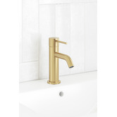 Temple &amp; Webster Clovelly Brushed Gold Curved Basin Mixer