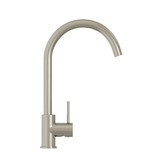 Temple &amp; Webster Clovelly Brushed Nickel Gooseneck Kitchen Sink Mixer