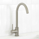 Temple &amp; Webster Clovelly Brushed Nickel Gooseneck Kitchen Sink Mixer