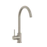 Temple &amp; Webster Clovelly Brushed Nickel Gooseneck Kitchen Sink Mixer