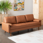 Temple &amp; Webster Tan Stockholm Faux Leather Sofa