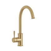 Temple &amp; Webster Stanwell Brushed Gold PVD Gooseneck Kitchen Sink Mixer