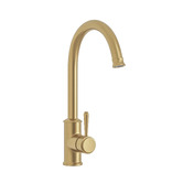 Temple &amp; Webster Stanwell Brushed Gold PVD Gooseneck Kitchen Sink Mixer