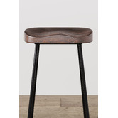 Temple &amp; Webster 66cm Premium Vintage-Style Elm Wood Barstools with Black Legs