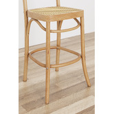 Temple &amp; Webster 65cm High Back Luca Beech Wood &amp; Rattan Barstool