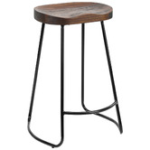 Temple &amp; Webster 66cm Premium Vintage-Style Elm Wood Barstools with Black Legs