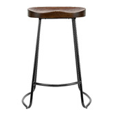 Temple &amp; Webster 66cm Premium Vintage-Style Elm Wood Barstools with Black Legs