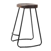 Temple &amp; Webster 66cm Premium Vintage-Style Elm Wood Barstools with Black Legs