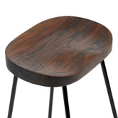 Temple &amp; Webster 66cm Premium Vintage-Style Elm Wood Barstools with Black Legs