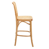 Temple &amp; Webster 65cm High Back Luca Beech Wood &amp; Rattan Barstool