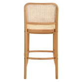 Temple &amp; Webster 65cm High Back Luca Beech Wood &amp; Rattan Barstool
