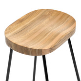 Temple &amp; Webster 66cm Premium Vintage-Style Elm Wood Barstools with Black Legs