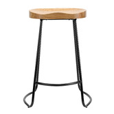 Temple &amp; Webster 66cm Premium Vintage-Style Elm Wood Barstools with Black Legs