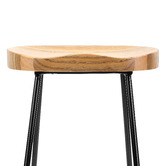 Temple &amp; Webster 66cm Premium Vintage-Style Elm Wood Barstools with Black Legs