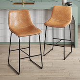 Temple &amp; Webster 66cm Phoenix Vintage-Style Faux Leather Barstools