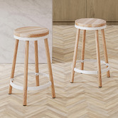 Temple &amp; Webster 65cm Brooklyn Ash Wood &amp; Metal Barstool