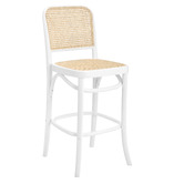 Temple &amp; Webster 65cm High Back Luca Beech Wood &amp; Rattan Barstool
