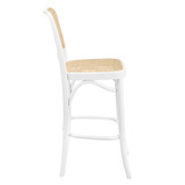 Temple &amp; Webster 65cm High Back Luca Beech Wood &amp; Rattan Barstool