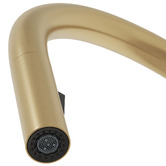 Temple &amp; Webster Clovelly Brushed Gold Gooseneck Pull-Out Kitchen Sink Mixer