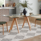 Temple &amp; Webster Rectangular Clear Top 160cm Trestle Dining Table