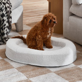 Temple &amp; Webster White Marlo Orthopedic Bolster Boucle Dog Bed