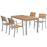 Temple &amp; Webster 4 Seater Natural Maui Eucalyptus Wood Outdoor Dining Set