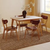 Temple &amp; Webster Larsen Faux Leather &amp; Solid Rubberwood Dining Chairs