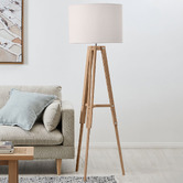 Temple &amp; Webster Benson Wooden Tripod Floor Lamp