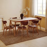 Temple &amp; Webster Larsen Faux Leather &amp; Solid Rubberwood Dining Chairs