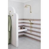 Temple &amp; Webster Clovelly Brushed Gold Round Shower Arm &amp; Head