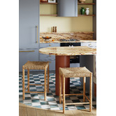 Temple &amp; Webster 65cm Nadia Ash Wood &amp; Hand-Woven Rush Backless Bar Stool
