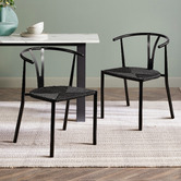 Temple &amp; Webster Elysia Wishbone Replica Metal Dining Chairs