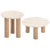 Temple &amp; Webster Arabella Travertine Stone Coffee &amp; Side Table Set