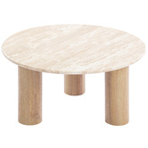 Temple &amp; Webster Arabella Travertine Stone Coffee &amp; Side Table Set
