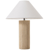 Temple &amp; Webster 45cm Verona Ribbed Travertine-Look Table Lamp