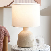 Temple &amp; Webster 35cm Pallas Travertine-Look Table Lamp