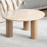 Temple &amp; Webster Arabella Travertine Stone Coffee &amp; Side Table Set