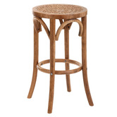 Temple &amp; Webster 65cm Premium Luca Beech Wood &amp; Rattan Barstool