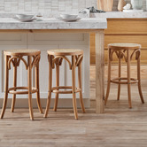 Temple &amp; Webster 65cm Premium Luca Beech Wood &amp; Rattan Barstool