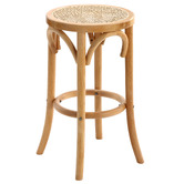 Temple &amp; Webster 65cm Premium Luca Beech Wood &amp; Rattan Barstool