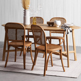 Temple &amp; Webster Luca Solid Beech Wood &amp; Rattan Dining Chairs