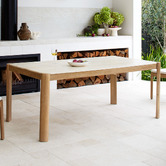Temple &amp; Webster Carla Travertine-Look Outdoor Dining Table