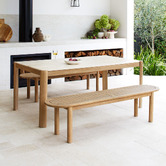 Temple &amp; Webster 3 Seater Corfu Acacia Wood Outdoor Bench