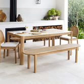 Temple &amp; Webster 3 Seater Corfu Acacia Wood Outdoor Bench