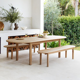 Temple &amp; Webster 3 Seater Corfu Acacia Wood Outdoor Bench