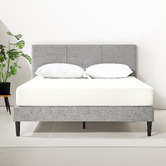 Temple &amp; Webster Light Grey Laybell Fabric Bed with Headboard