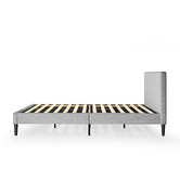 Temple &amp; Webster Light Grey Laybell Fabric Bed with Headboard
