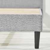 Temple &amp; Webster Light Grey Laybell Fabric Bed with Headboard